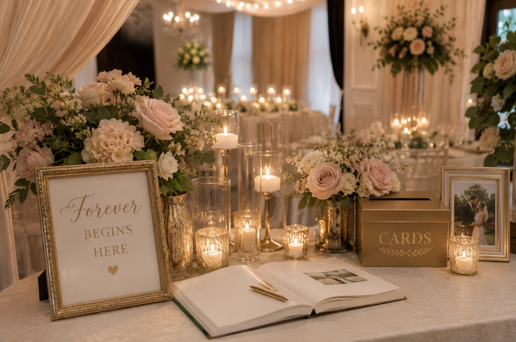 Elegant table setting at The Crossing Venue wedding reception
