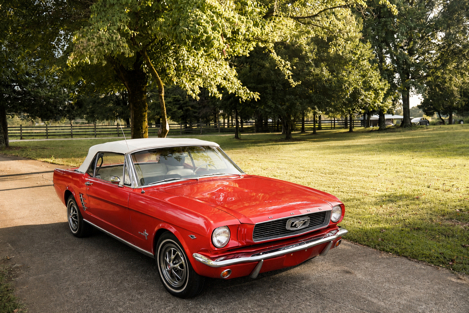 The Red Classic — vintage red car available for wedding grand exit at The Crossing Venue